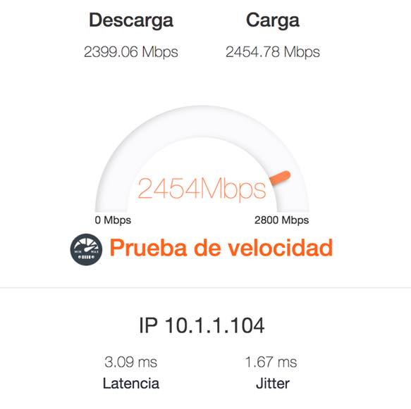 vista del servidor de pruebas de velocidad